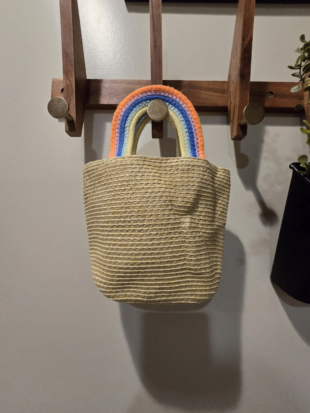 🐈‍⬛️Cat & Jack Rainbow Handle Straw Tote with Cloud Accents And Rainbow Craft